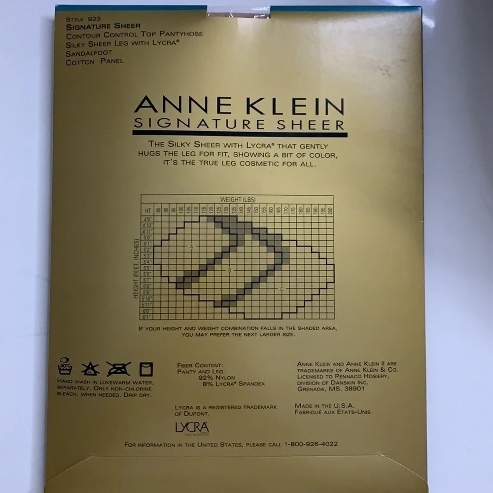 New Ann Klein style 923 signature sheer control contour top pantyhose Sheer leg